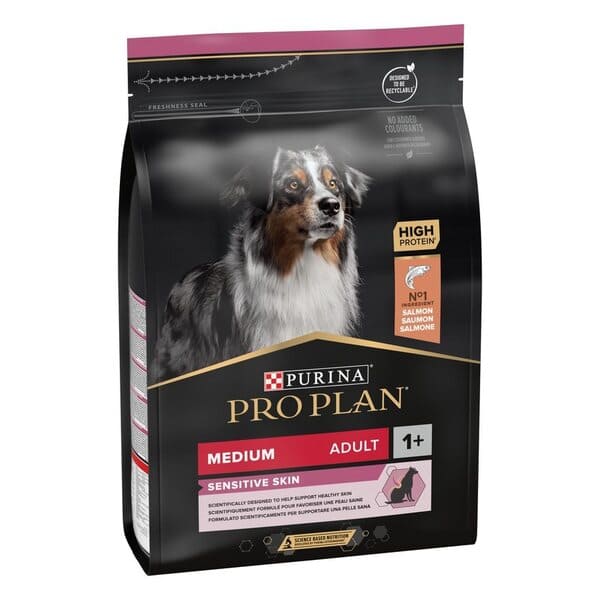 Pro Plan Medium Sensitive Skin suņu barība jutīgai ādai ar lasi 3 kg